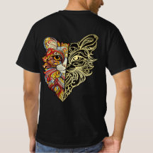 Half Face Leeuw Kunst Heren T-Shirt