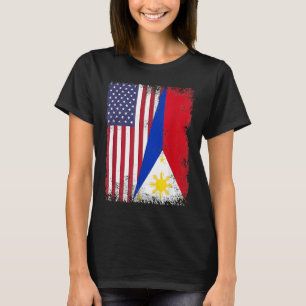 Half Filipino Flag Filipijnen Verenigde Staten T-shirt