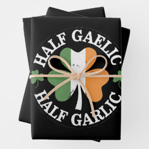 Half Gaelic Half Garlic Iers Italiaans St. Patrick Inpakpapier Vel