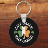 Half Gaelic Half Garlic Iers Italiaans St. Patrick Sleutelhanger (Voorkant)