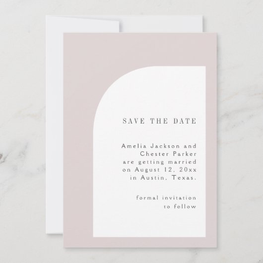 Half gewelfde foto met grote datum save the date (Achterkant)