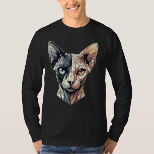 Half gezicht Abstracte kitten geometrie veelhoek S T-shirt
