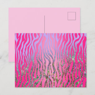 Half Glitter Roze Tijgerprint Briefkaart