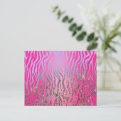 Half Glitter Roze Tijgerprint Briefkaart (Staand voorkant)