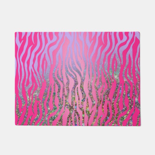 Half Glitter Roze Tijgerprint Deurmat (Voorkant)