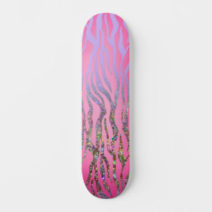Half Glitter Roze Tijgerprint Skateboard