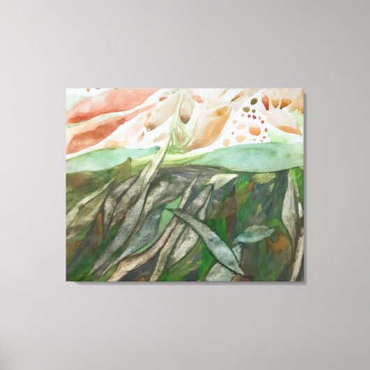 Half groen en half gekleurd botanisch gebladerte canvas afdruk (Voorkant)