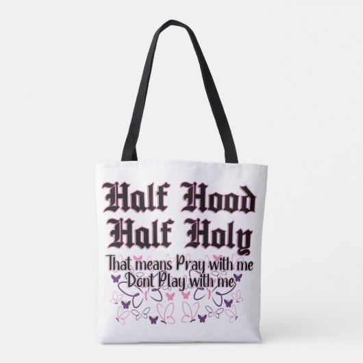 Half Hood Half Holy Shopping canvas tas (Achterkant)