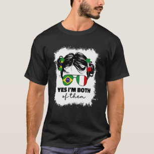Half Italiaans en Braziliaans Brazilië Italië Vlag T-shirt