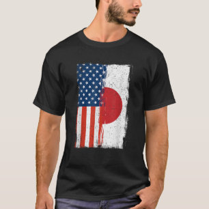 Half Japanse halve Amerikaanse vlag Japan Amerika T-shirt