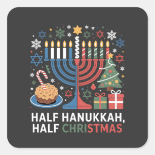 Half Kerstmis Half Hanukkah Christmukkah Grappig Vierkante Sticker