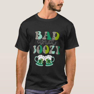 Half leopard Lucky Shamrock Irish Bad and Boozy Dr T-shirt