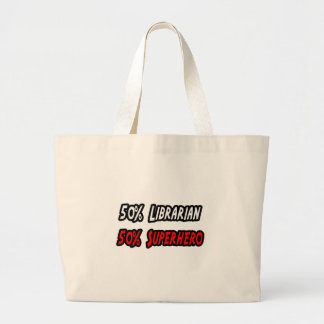 Half Librarian Half Superheld Grote Tote Bag