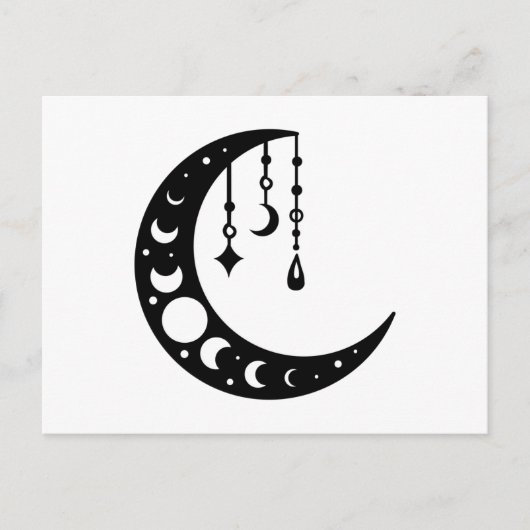 Half maan, Moon Phases Briefkaart (Voorkant)