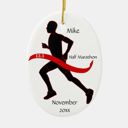 Half marathon Runner Ornament - Man red (Voorkant)