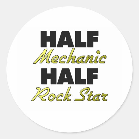 Half-Mechanische Half-Rock Star Ronde Sticker (Voorkant)