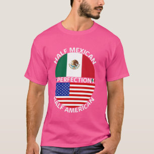 Half Mexicaans Half Amerikaans Mexico Usa Vlag Roo T-shirt