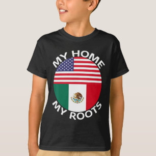 Half Mexicaans Half Amerikaans Vlag USA Mexico Roo T-shirt