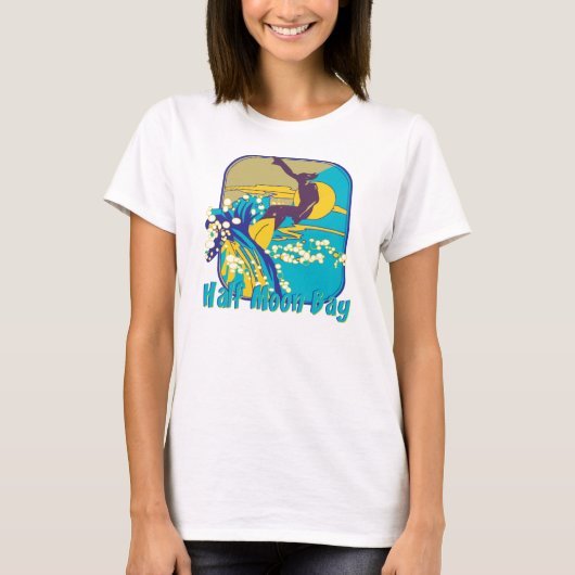 Half Moon Bay Big Wave Surfen T-shirt (Voorkant)