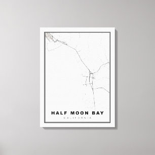 Half Moon Bay Kaart Canvas Afdruk