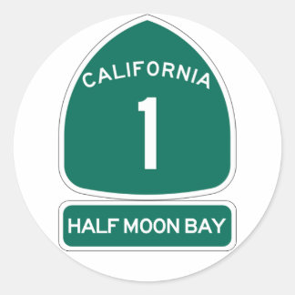 HALF MOON BAY RONDE STICKER CA1 SNELWEG TEKEN