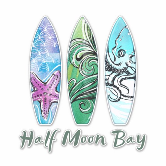 Half Moon Bay Surfboards XL Sticker (Voorkant)