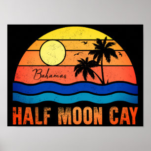 Half Moon Cay Bahamas Island 60s Retro  Poster