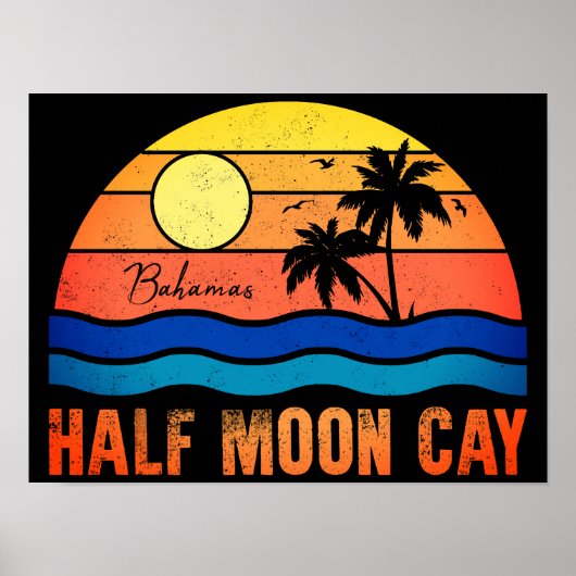 Half Moon Cay Bahamas Island 60s Retro  Poster (Voorkant)