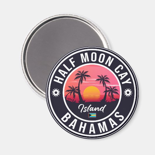 Half Moon Cay Bahamas - Retro  80s Souvenir Magneet (Voorkant / Achterkant)