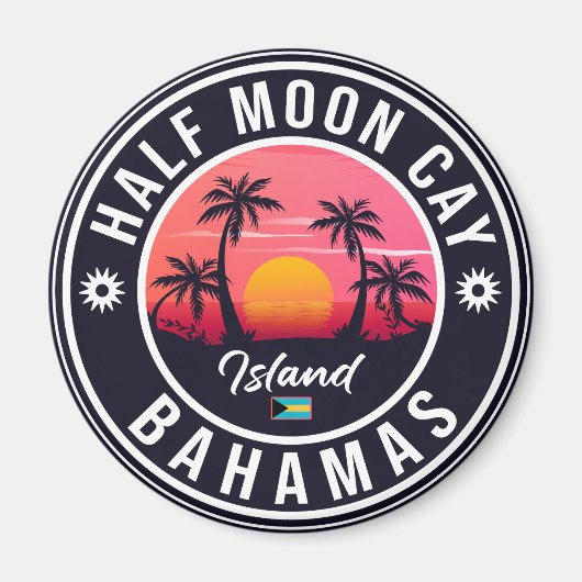 Half Moon Cay Bahamas - Retro  80s Souvenir Magneet (Voorkant)