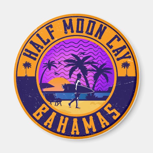 Half Moon Cay Bahamas - Retro Magnet 80's Magneet (Voorkant)