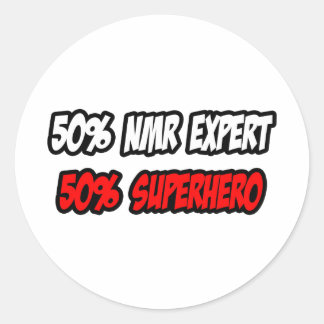 Half NMR expert... half superheld Ronde Sticker