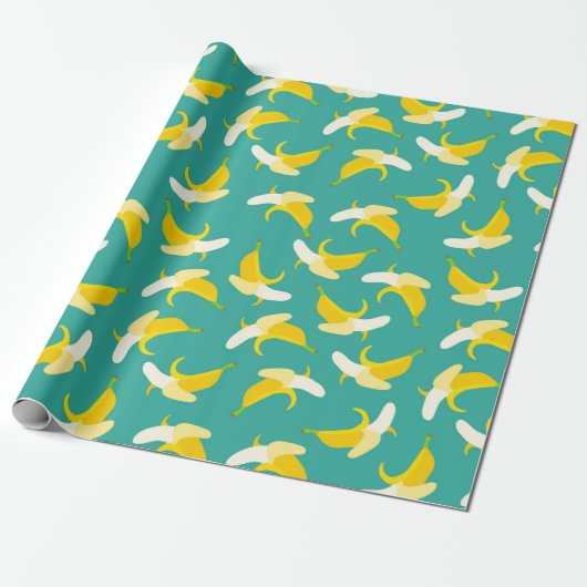 Half peeled banana seamless pattern - Tropical fru Cadeaupapier (Uitgerold)