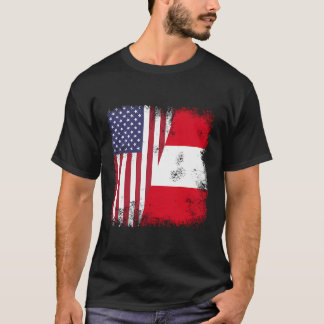 Half Peruaanse vlag Peruaanse Verenigde Staten Ca T-shirt