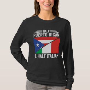 Half Puerto Ricaans en half Italiaanse vlag Erfgoe T-shirt