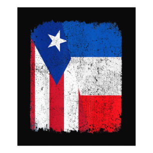Half Puerto Ricaans Half Frans Vlag Erfgoed Trots Foto Afdruk