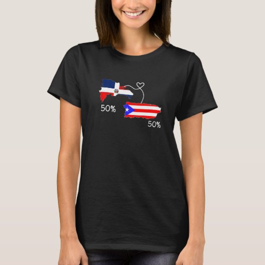 Half Puerto Rican Half Dominican Flag Map Combined T-shirt (Voorkant)