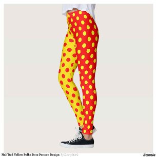 Half rode gele stippen patroon ontwerp leggings