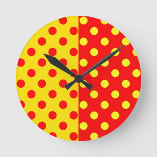 Half rode gele stippen patroon ontwerp ronde klok