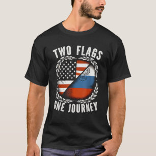 Half Russisch Half Amerikaans Vlag Rusland Amerika T-shirt