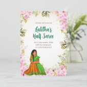 Half Saree Evite Indian Saree functie uitnodiging (Staand voorkant)