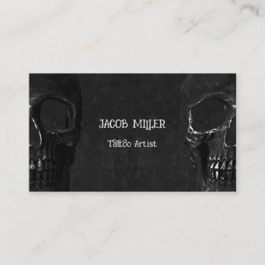 Half schedel gotische zwart-wit Tattoo artiest Visitekaartje (Voorkant)