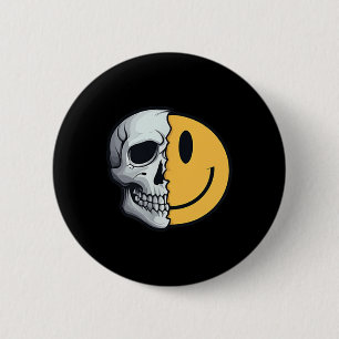Half Skull Smile Face Rave Skeleton 70s 80s 90s Ta Ronde Button 5,7 Cm