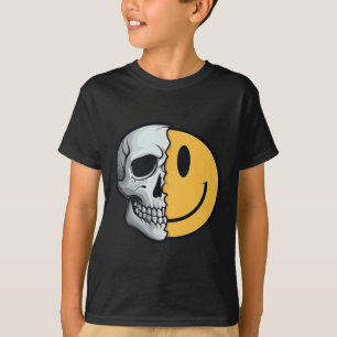Half Skull Smile Face Rave Skeleton 70s 80s 90s Ta T-shirt