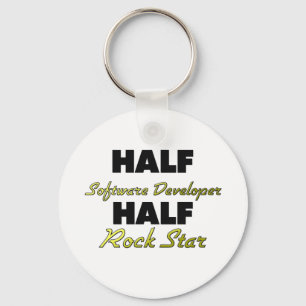 Half Software Developer Half Rock Star Sleutelhanger