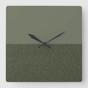 Half Textured Mosgroene Wandklok Vierkante Klok