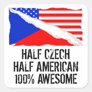 Half Tsjechisch half-Amerikaans Geweldige Vierkante Sticker