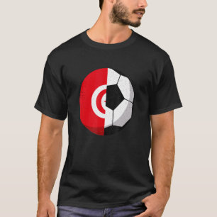 Half Tunisia Flag Half Football Soccer T-shirt
