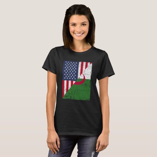 Half USA Flag Half Albania Flag American Albanian  T-shirt (Voorkant volledig)