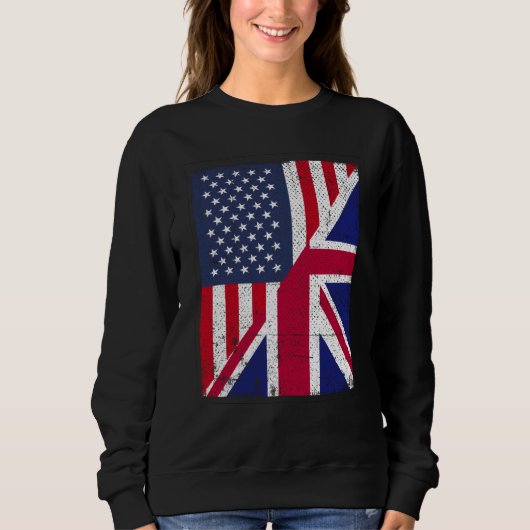 Half USA Flag Half Great Britain Flag American Bri Trui (Voorkant)